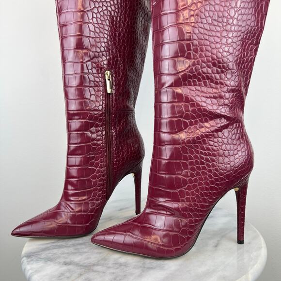Jlo Jennifer Lopez Dark Red Adalynn Tall Stiletto Boots (Sz 9) - Picture 5 of 12